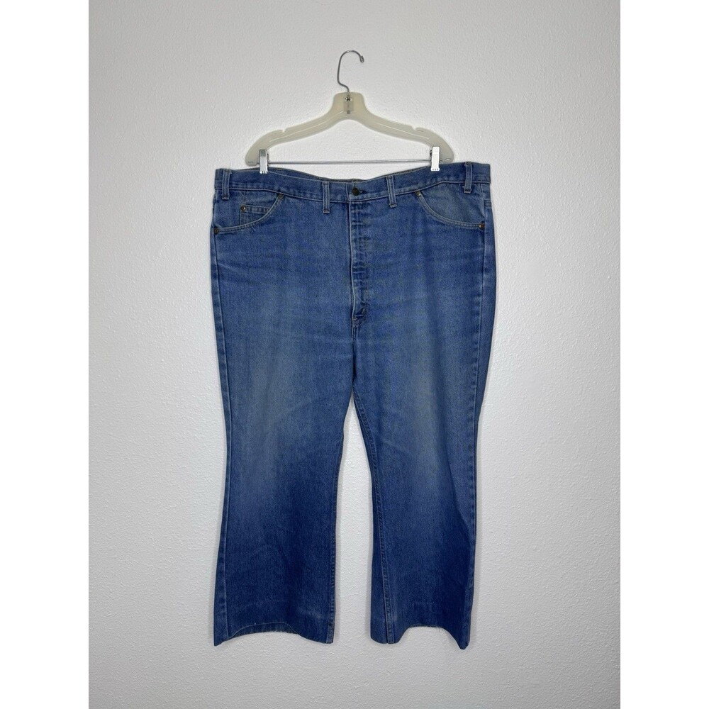 Vintage JCPenney Plain Pockets 70s? Mens Western Bootcut Jeans Blue Sz 44 45